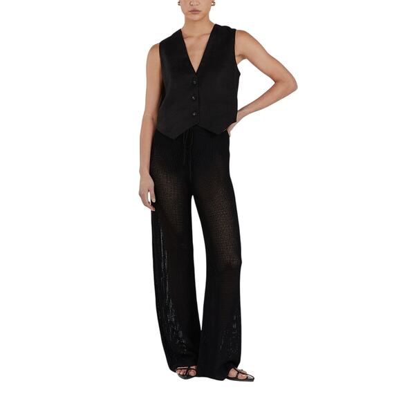 DISSH Pants - Dissh 'Ophelia' Black Viscose Crochet Pant Size S